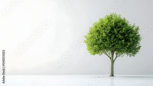 Lush green tree against a clean white background stands alone