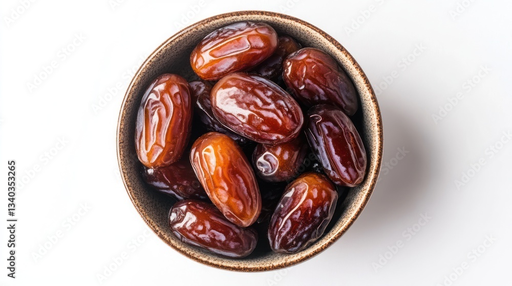 Dried dates in bowl on white background Dried dates in bowl on white background