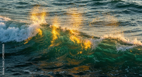 Wallpaper Mural Glowing Bioluminescent Waves Crashing on Rocky Shore at Night Torontodigital.ca