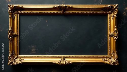 Gilded frame with metallic gold and black tones, gold, gilded