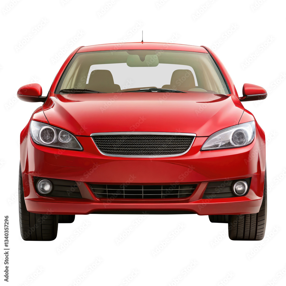 red car isolated on transparent white background, clipping path red car isolated on transparent white background, clipping path