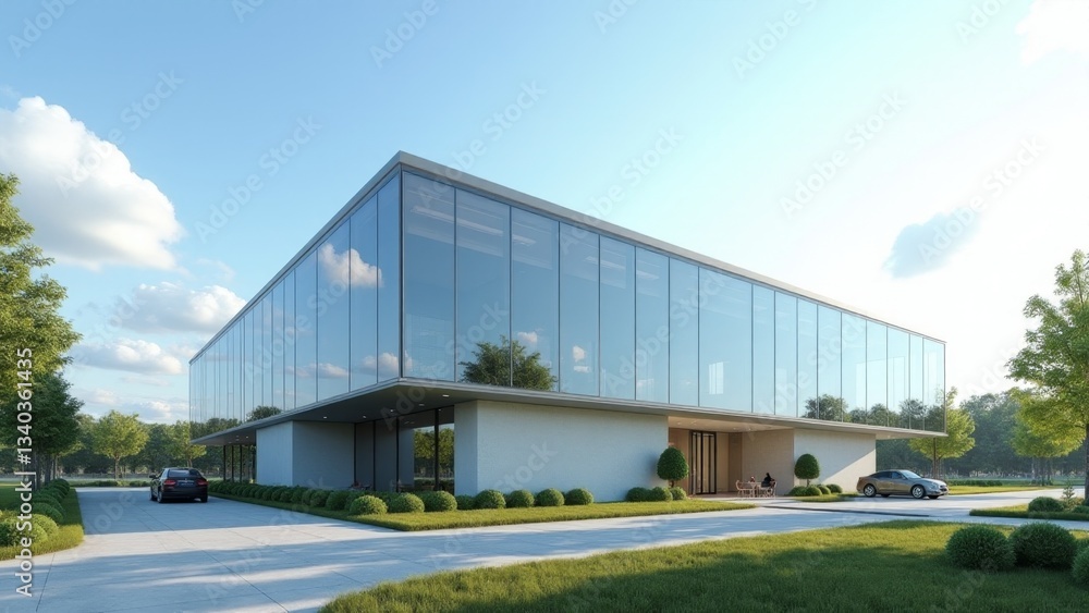 Modern Office Building With Glass Facade