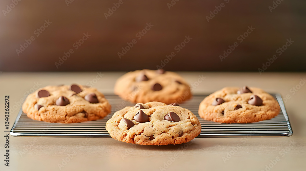 Freshly Baked Chocolate Chip Cookies on a Cooling Rack Freshly Baked Chocolate Chip Cookies on a Cooling Rack