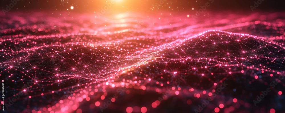 Obraz premium Abstract 3D Red Glowing Network Background