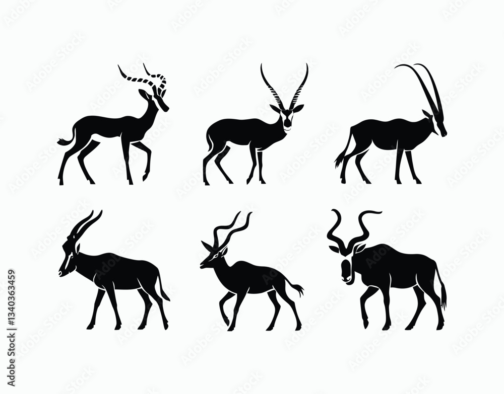 Fototapeta premium Minimal Antelope Silhouette Vector Template