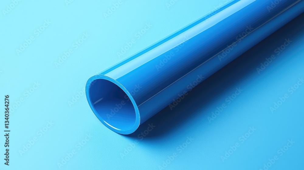 Smooth Blue Pipe Section Laying Diagonally on Gentle Surface Smooth Blue Pipe Section Laying Diagonally on Gentle Surface