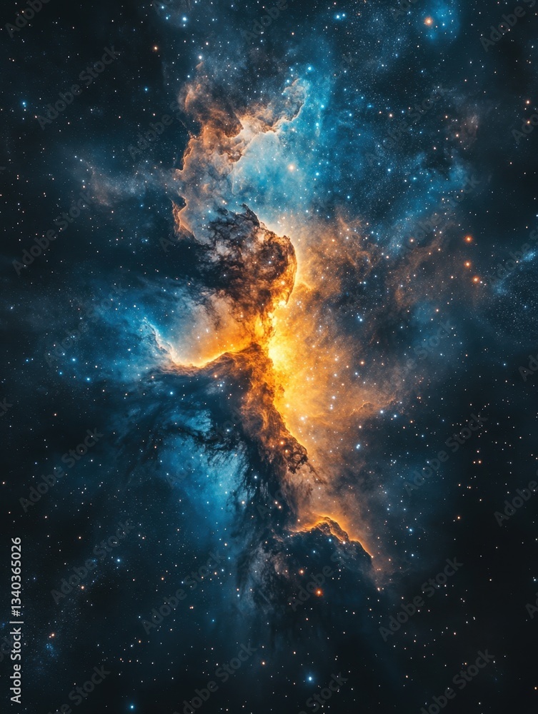 Ethereal cosmic nebula with radiant celestial clouds and twinkling stars in vast expanse of space Ethereal cosmic nebula with radiant celestial clouds and twinkling stars in vast expanse of space
