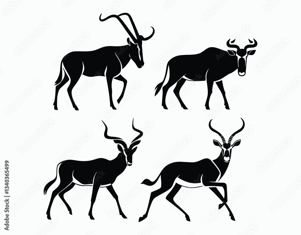 Obraz premium Wildlife Antelope Silhouette Vector Template
