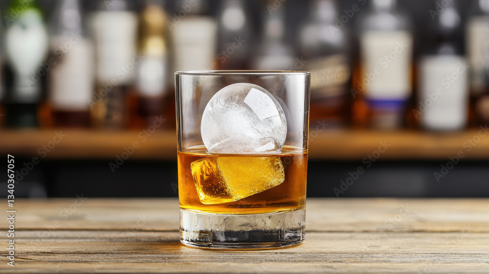 glass of whiskey with ice, smooth and inviting glass of whiskey with ice, smooth and inviting