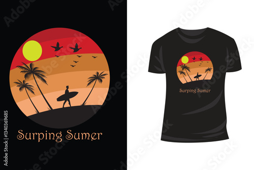 Summer vibers retro vintage t shirt design Premium Vector
