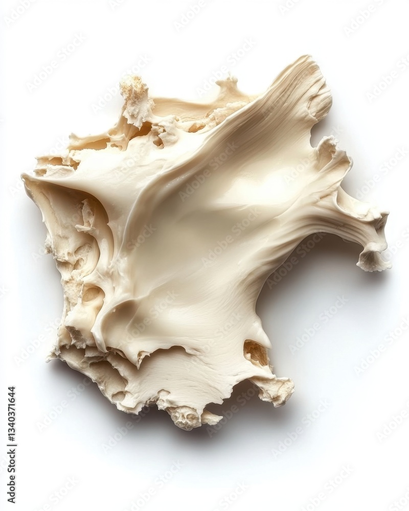 Fototapeta premium Abstract creamy sculpture on white background showcasing smooth texture and intricate patterns in bright studio light