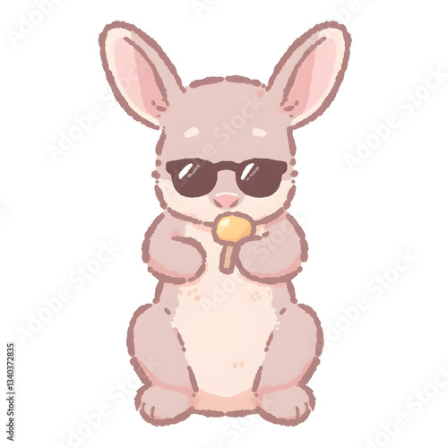Cool Rabbit with Sunglasses Eating Lollipop