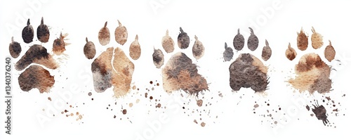 Artistic watercolor depiction of animal paw prints, showcasing unique textures and colors in a creative arrangement.