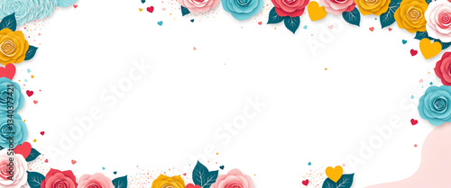 colorful rose border patter...