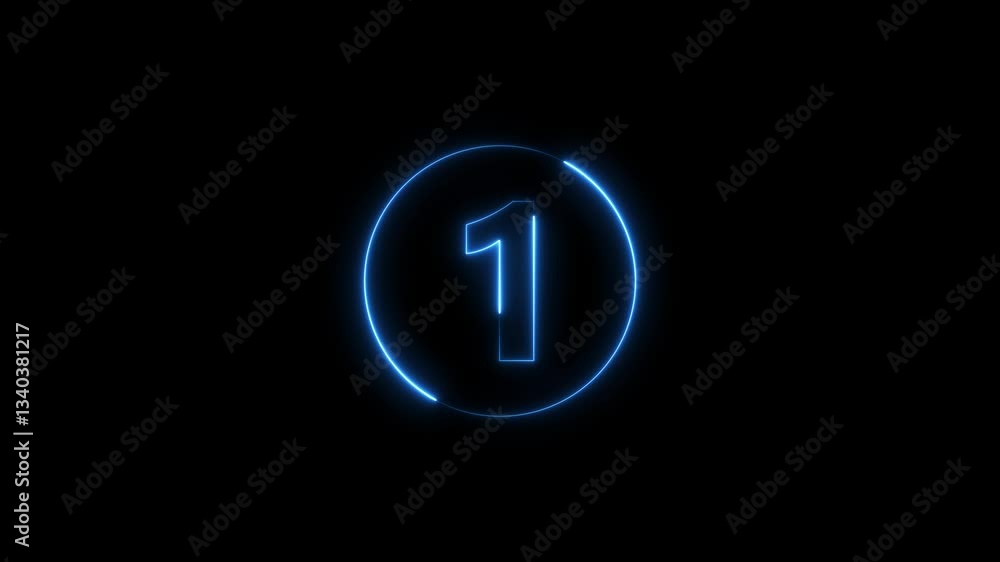 Top ten countdown animation text , neon light numbers from 10 to 1, countdown animation on black background Top ten countdown animation text , neon light numbers from 10 to 1, countdown animation on black background