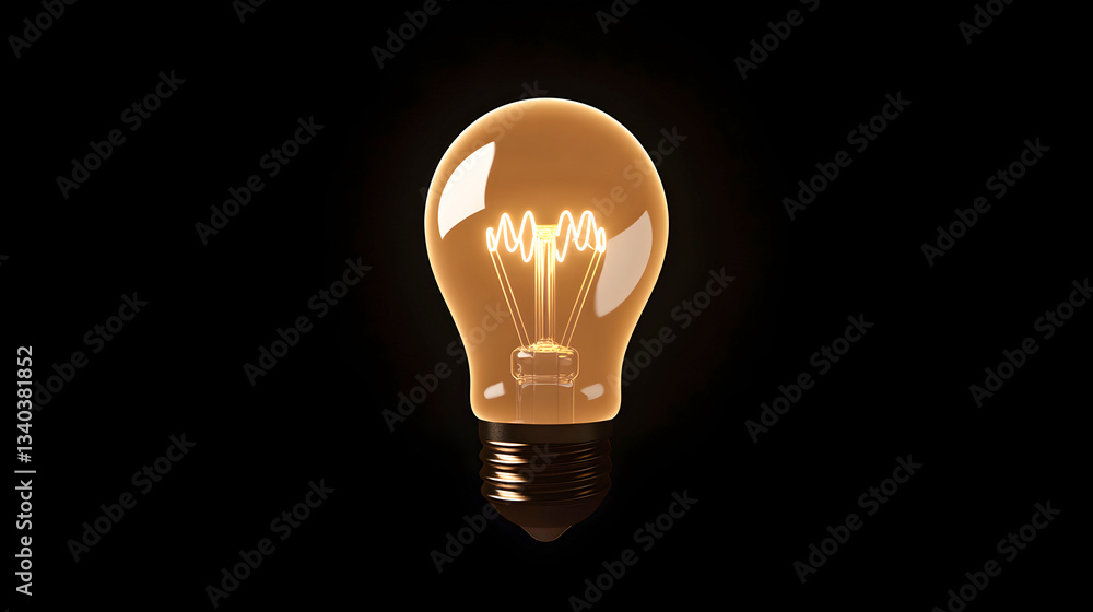 Illuminated light bulb glowing against black. Illuminated light bulb glowing against black.