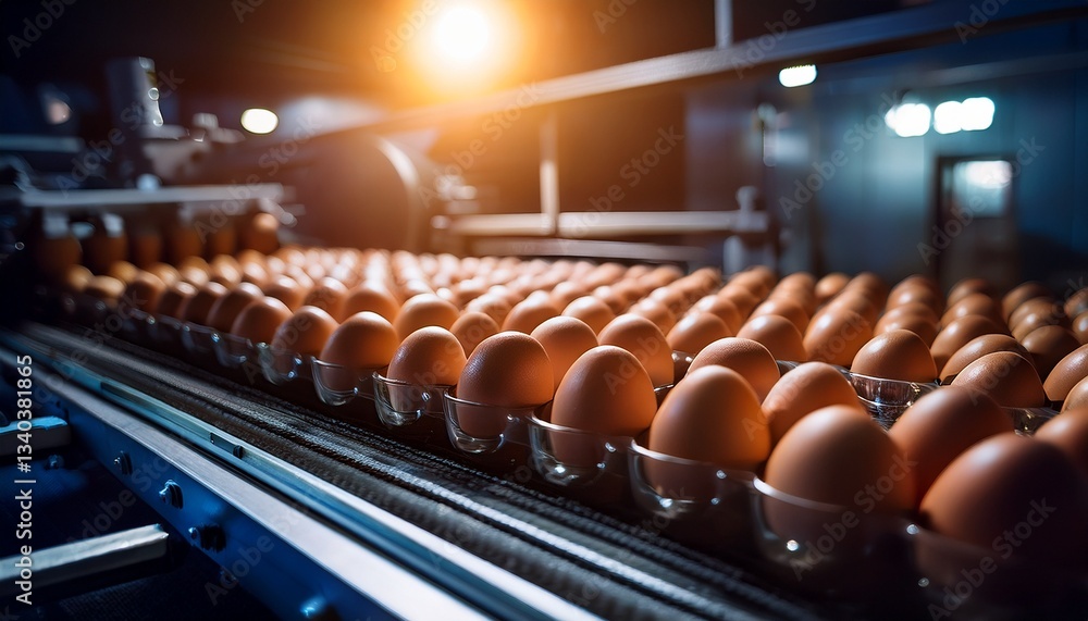 Fototapeta premium eggs in a processing plant on a production line