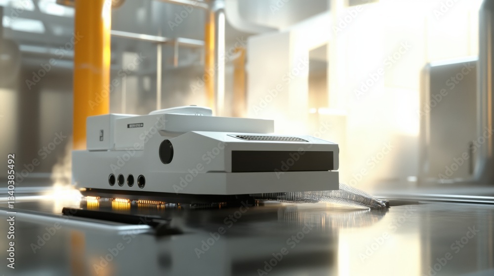 A 3D-rendered robotic cleaning system designed to remove harmful particles from industrial emissions A 3D-rendered robotic cleaning system designed to remove harmful particles from industrial emissions