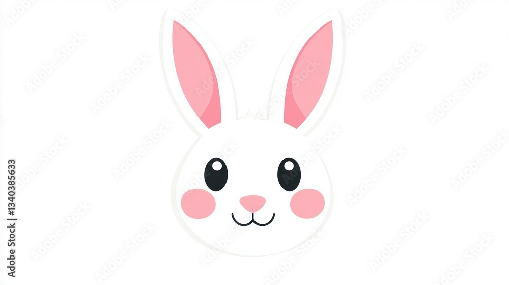 Cute cartoon rabbit head, simple, cheerful, for children's book illustration, social media, or website Cute cartoon rabbit head, simple, cheerful, for children's book illustration, social media, or website