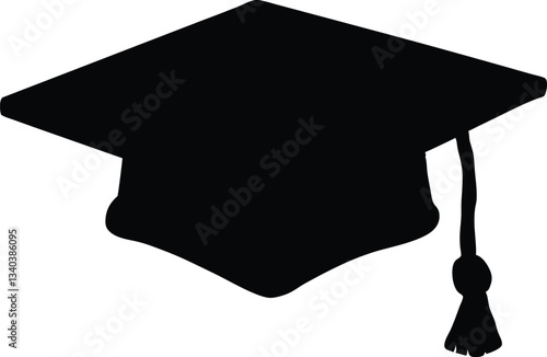 Graduation cap vector silhouette, Black cap vector illustration