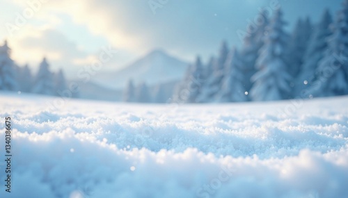 Wallpaper Mural Snowflakes gently falling on a blanket of pristine white snow in a vast, empty field , blank, winter, snow Torontodigital.ca