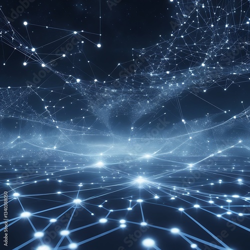 Wallpaper Mural A sprawling, futuristic digital landscape, with intricate networks of glowing Circuitry sprawling like constellations across a dark, starry background. Torontodigital.ca