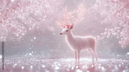 Ethereal Deer in Cherry Blo...