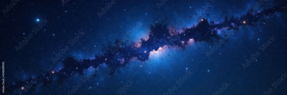 Obraz premium Dark night sky with stars and galaxies in a vast universe background, celestial, astronomy, cosmos