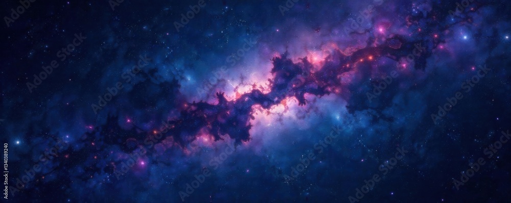 Fototapeta premium Dark night sky with twinkling stars and nebulae , dark sky, astronomy