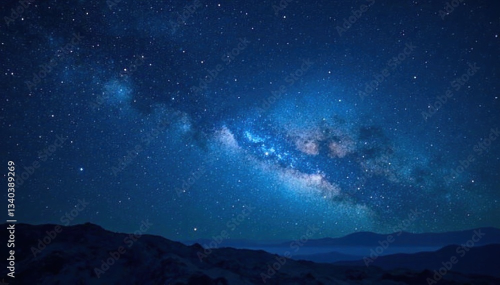 Fototapeta premium Dark blue night sky with stars and galaxies in a vast space , galaxy, stars