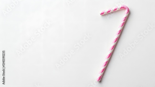 Wallpaper Mural Pink and white striped bent drinking straw on white background Torontodigital.ca