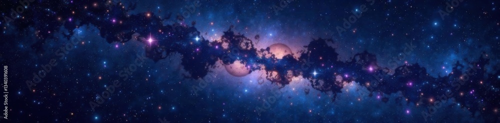 Fototapeta premium Deep space canvas with innumerable stars twinkling in darkness, celestial bodies, blackness