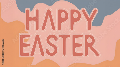 A vibrant Easter graphic featuring the joyful message Happy Easter on a lovely pastel pink background