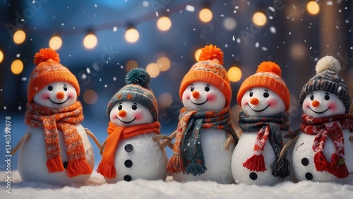 Wallpaper Mural A cheerful lineup of five snowmen, Torontodigital.ca