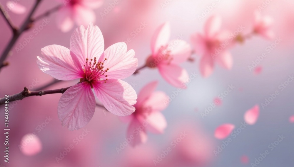 custom made wallpaper toronto digitalDelicate pink sakura petals float gently on a serene background, blending with the soft hues of spring , float, gentle