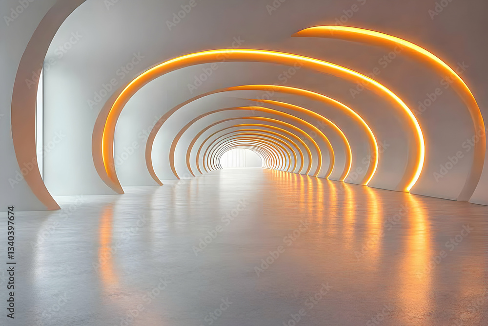 Obraz premium Abstract 3D Tunnel Orange Light
