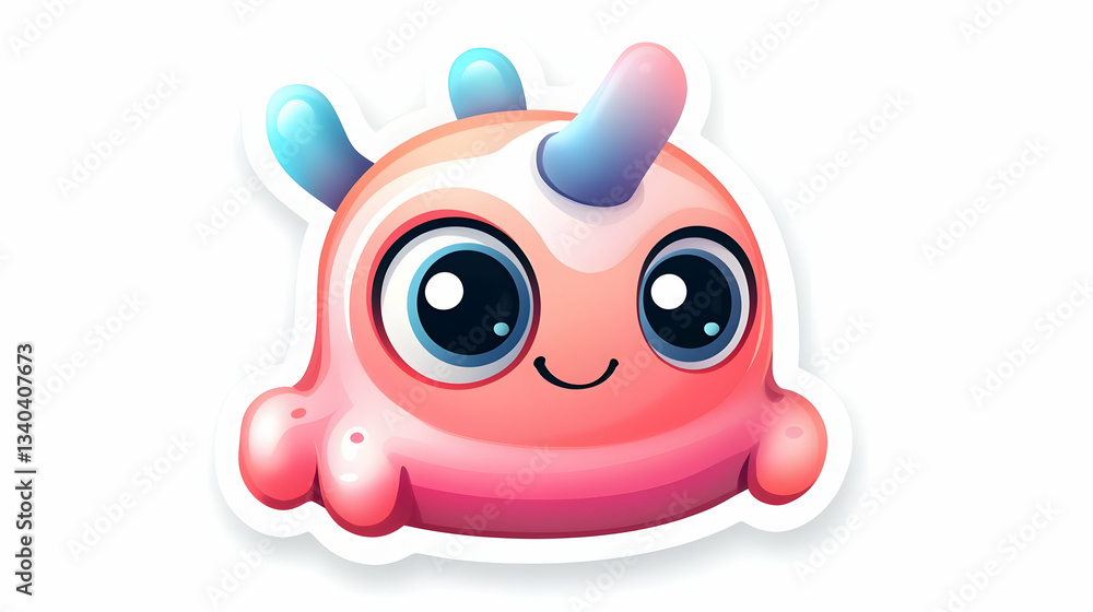 Cute Kawaii Pink Robot Sticker with a Smile Cute Kawaii Pink Robot Sticker with a Smile