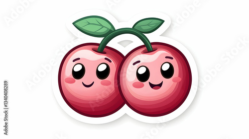 Wallpaper Mural Cute Kawaii Pixel Art Sticker of Two Smiling Cherries Torontodigital.ca