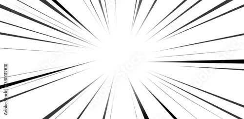 Comic speed lines, burst patterns with dynamic motion streaks. Manga zoom effects. Black white panels and empty comic book frames. Explosion rays and action movement backgrounds.