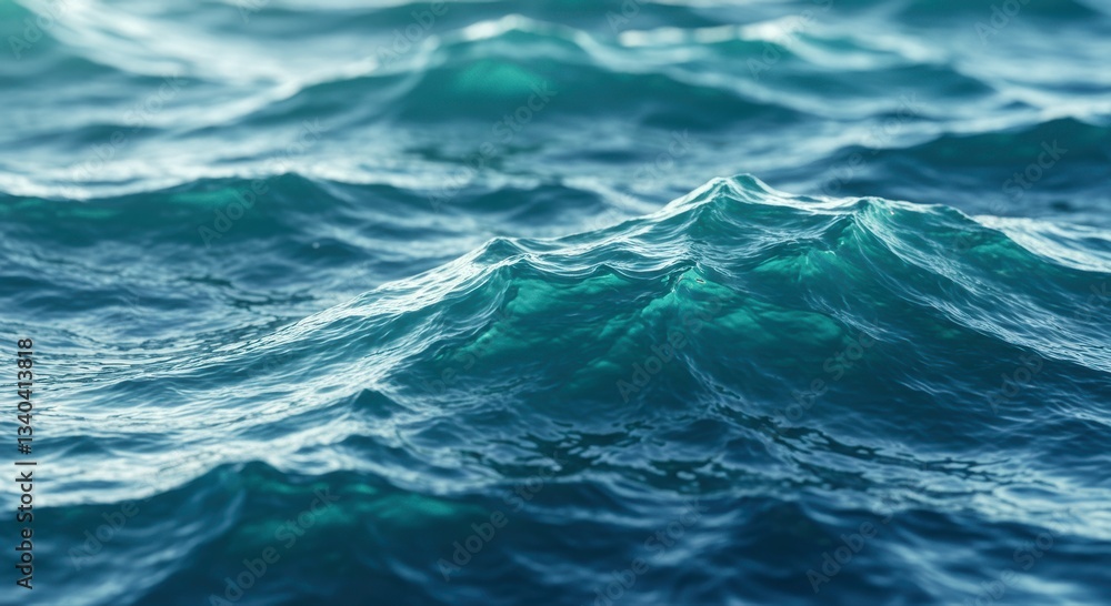 Fototapeta premium Deep Blue Ocean Water Texture Seamless Background of Rolling Waves and Ripples