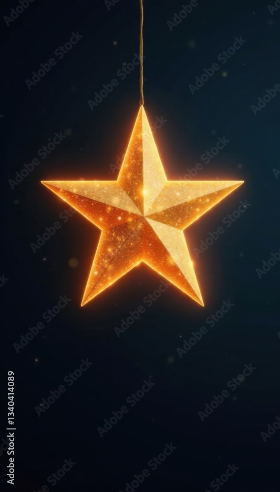 Glowing gold star light suspended in a dark space, stars, gold star, glow Glowing gold star light suspended in a dark space, stars, gold star, glow