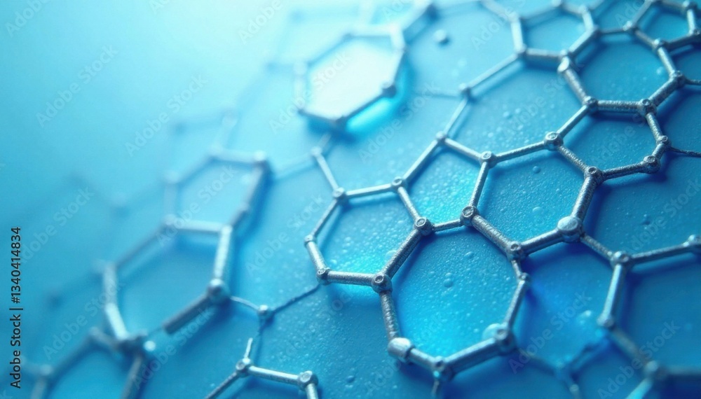 Fototapeta premium Hexagonal metal pattern in light blue background with subtle gradient effect , aluminum, futuristic style