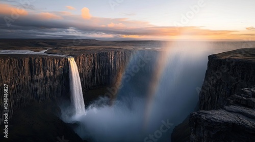 Wallpaper Mural Rainbow waterfall landscapes dramatic concept. Stunning waterfall cascading into a dramatic canyon during sunset. Torontodigital.ca