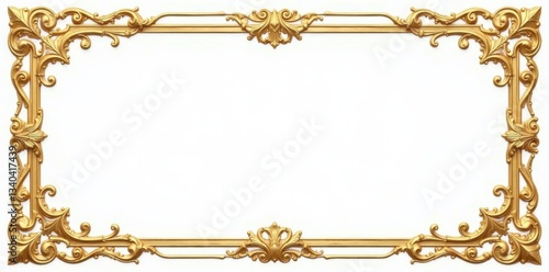 Intricate gold scroll details on a white background in a decorative frame , design, pattern