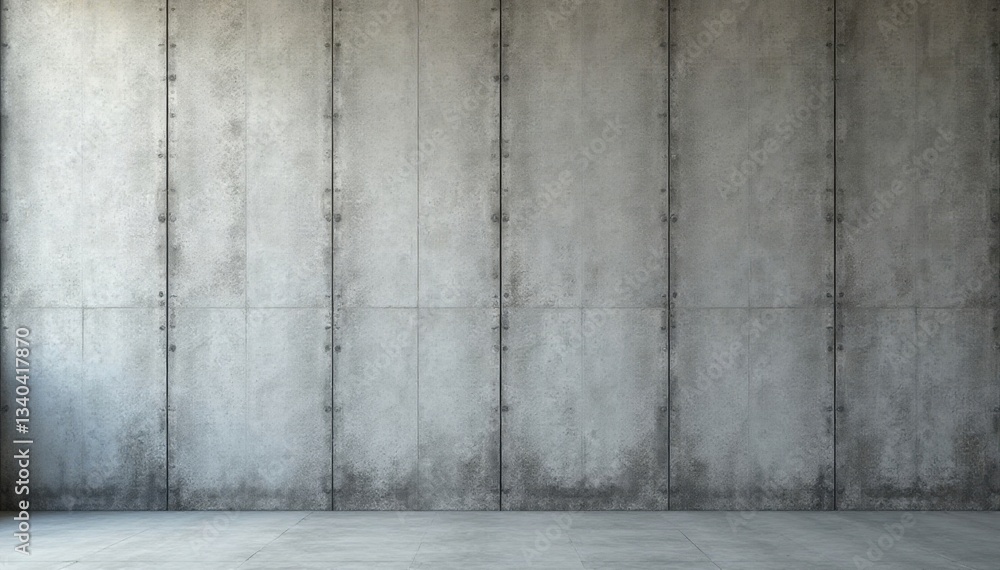 Industrial grey textured concrete wall with metal reinforcement, steel, industrial building Industrial grey textured concrete wall with metal reinforcement, steel, industrial building