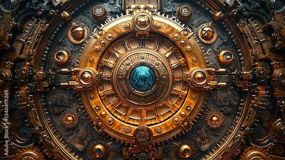 Fototapeta premium Elegant brass mechanical structure high resolution picture