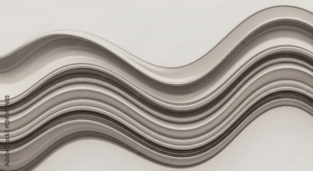 Obraz premium Abstract Gray Wave Pattern Elegant Swirling 3D Render Background