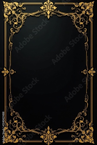 Luxurious black and gold invitation background with ornate patterns , VIP, invite