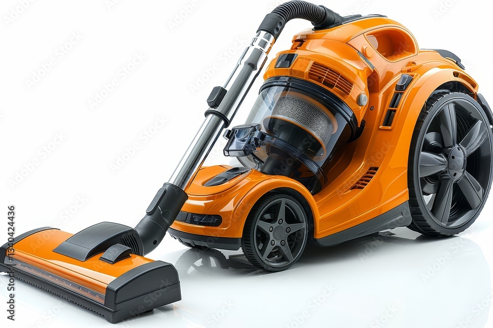 Sleek vacuum cleaner design isolated on a crisp white background for clarity and focus Sleek vacuum cleaner design isolated on a crisp white background for clarity and focus