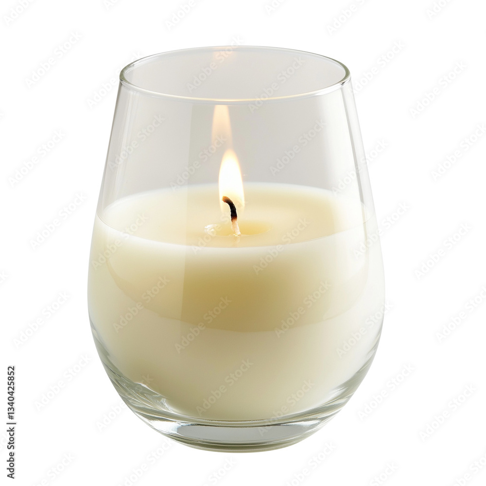 burning candle in glass isolated on transparent white background, clipping path burning candle in glass isolated on transparent white background, clipping path
